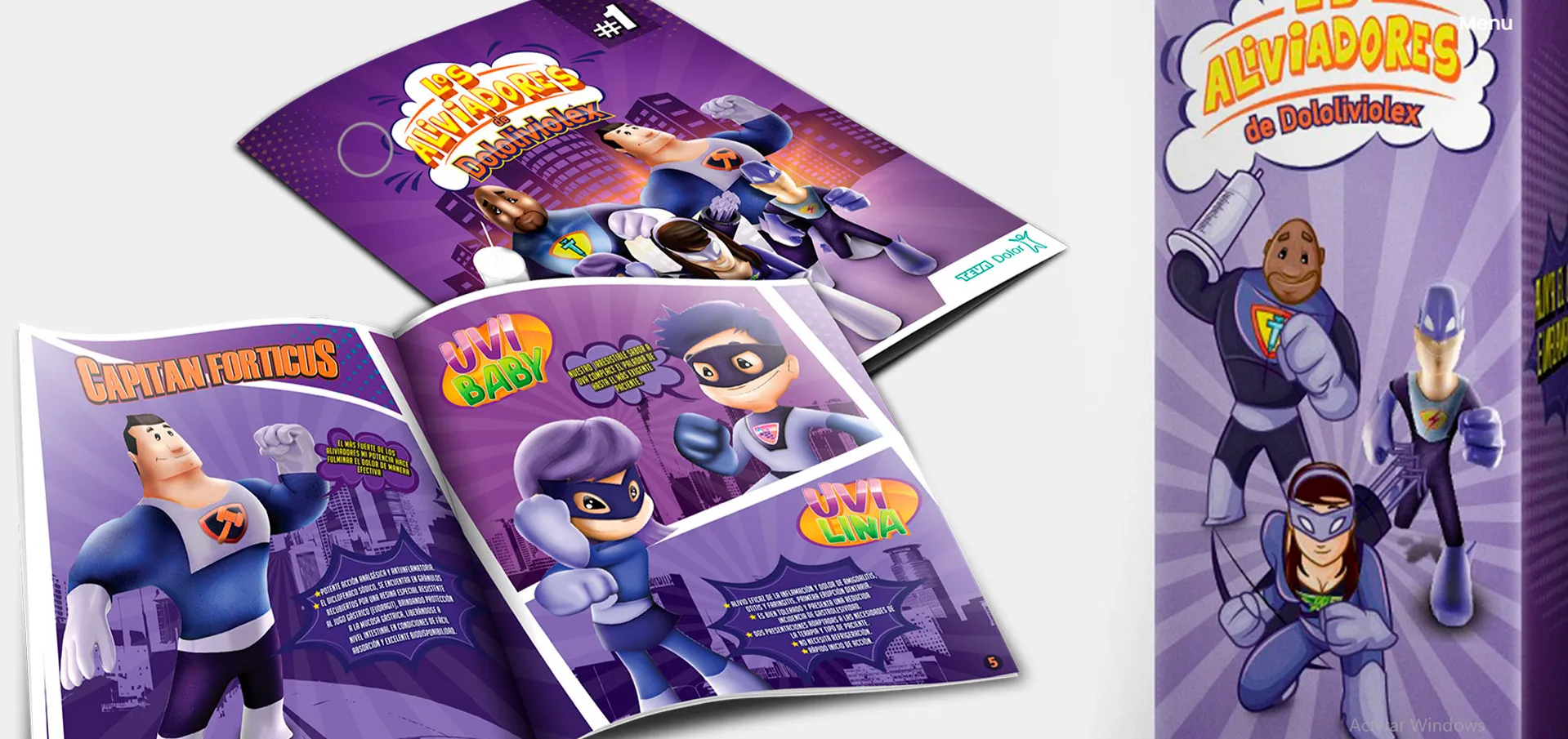Creación de personajes ilustrados para la campaña Dololiviolex de Laboratorios TEVA